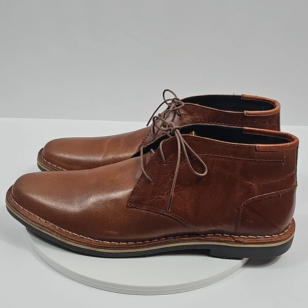 NIB Steve Madden Mens Harken Brown Leather Chukka Boots Size 11.5 Lace Up